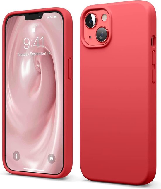 HB Hoesje Geschikt voor Apple iPhone 13 Rood - Siliconen Back Cover