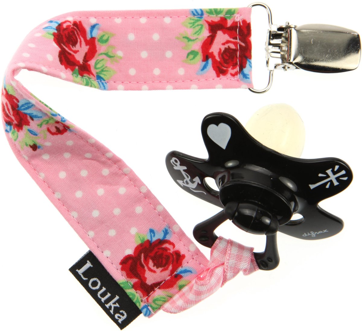 Goedkoopste Louka Speenkoord lichtroze roos en stip - speenketting