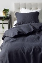 Washed Linnen dekbedovertrek 140x200/220cm Donkerblauw