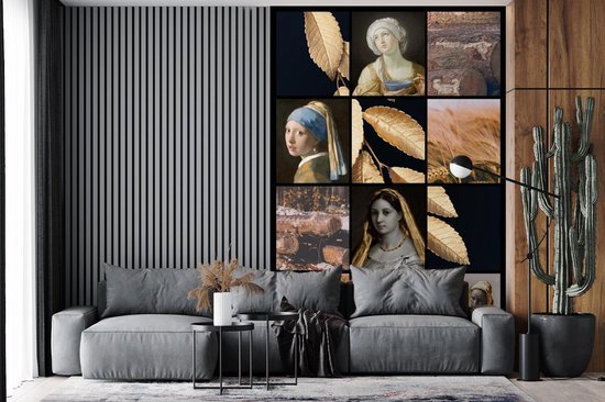 Papier peint - Papier peint photo - Collage - Or - Largeur 160 cm x Hauteur 240 cm
