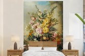 Behang - Fotobehang Grote vaas met bloemen - Josep Mirabent - Oude meesters - Breedte 180 cm x hoogte 280 cm