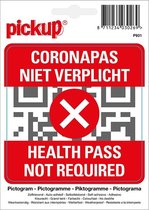 Pickup Pictogram sticker Coronapas niet verplicht - Health pass not required 10x10 cm