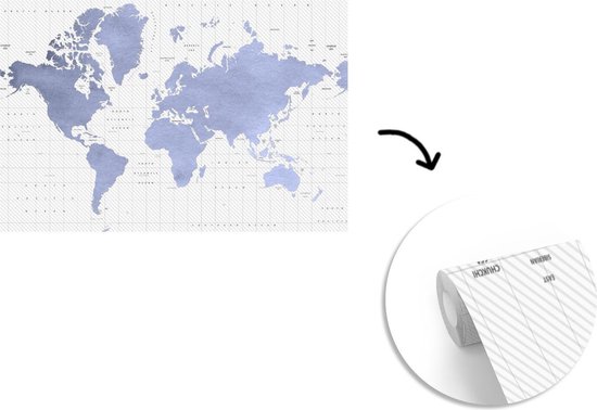 Carte du monde bleu avec motif texturé sur fond avec latitude et longitude 360x240 cm