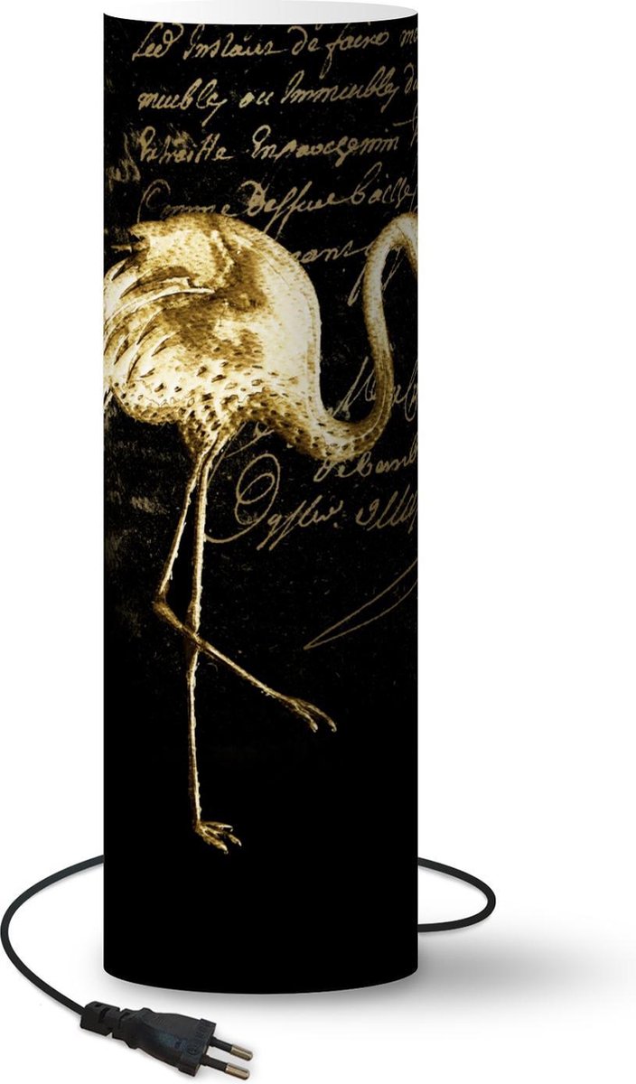 Lamp - Nachtlampje - Tafellamp slaapkamer - Flamingo - Goud - Letters - 50 cm hoog - Ø15.9 cm - Inclusief LED lamp