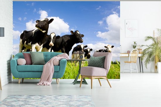 Papier peint - Papier peint photo Vache - Herbe - Nuages - Largeur 330 cm x hauteur 240 cm