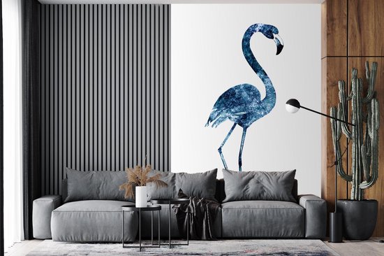 Flamant rose détaillé sur fond blanc 195x300 cm