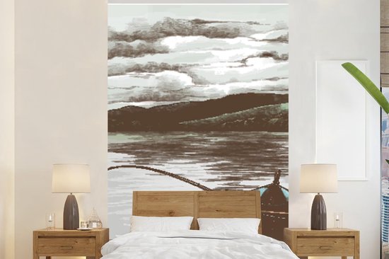 Behang - Fotobehang Boot - Vishengel - Zee - Breedte 160 cm x hoogte 240 cm