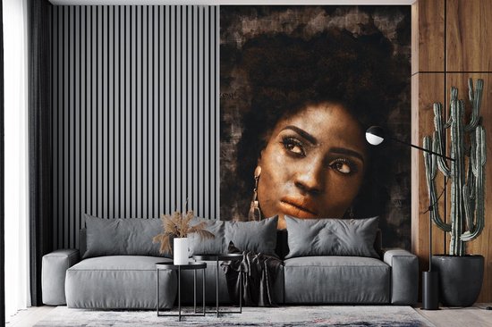 Papier peint - Papier peint photo Femme - Abstrait - Journal - Largeur 145 cm x hauteur 220 cm