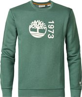 Timberland heren sweater met ronde hals. Gemaakt van 60% biologisch katoen en 40% lyocell. Verdikt logoprint op de borst. - Groen - Maat S