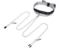 Fifty Shades of Grey - Play Nice Satijn & Kant Ketting & Tepelklemmen