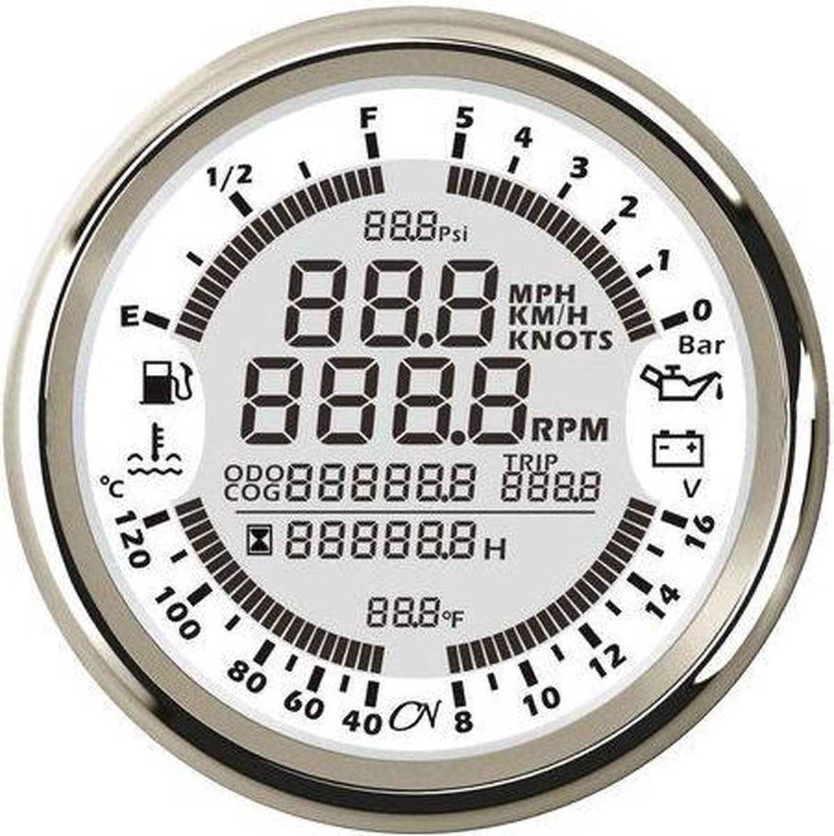 CN wit 6 in 1 Motorinstrument met chromen Ring