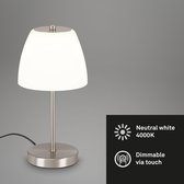 Briloner Leuchten MASA LED-tafellamp traploos dimbaar via touch metaal-glas mat-nikkel 5,5W 4000K