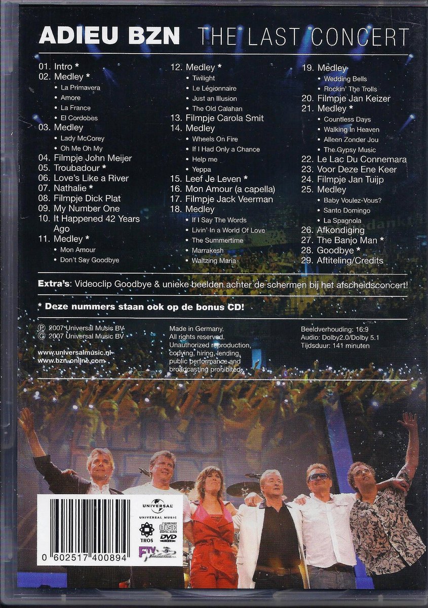 BZN Afscheidsconcert Ahoy - The Last Show - Live concert DVD met