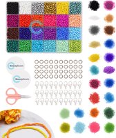 BeautyBeads BB107-4mm – Knutselen en Sieraden Maken – Knutsel Sieradenpakket met 6000 Glaskralen – Uitgebreide 24-Kleurige Glaszaad Hobbypakket – 4mm Kralen
