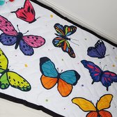 Speelkleed gekleurde vlinders 195 x 145 Deluxe EXTRA DIK - Liefboefje - Groot Speelkleed Baby - Speelmat Kinderen - Babymat XL - Kindervloerkleed - Kraamcadeau - Speelkleed Kinderen - 50+ des