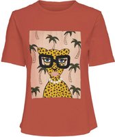 Jacqueline de Yong T-shirt Jdydelly Life S/s Print Top Jrs 15233464 Apple Butter/leopard Dames Maat - XL