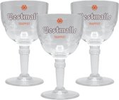 Westmalle Bierglas - 33cl (Set van 3) - Origineel glas van de brouwerij - Glas op voet - Nieuw