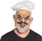 Latex hoofdmasker Evil chef met koksmuts