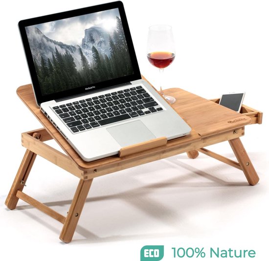 Jooba® Bedtafel en Laptop standaard - Laptoptafel - Verstelbaar - Hout - Laptop verhoger