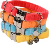 Pepets – Halsband En Leiband Hond – Set Hondenhalsband En Hondenriem – Oranje – Fluweel – Fluwelen – Velvet  – maat L