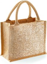 Westford Mill Shimmer Jute Mini Gift Bag WM431 - Natural Gold - 26 x 22 x 14 cm