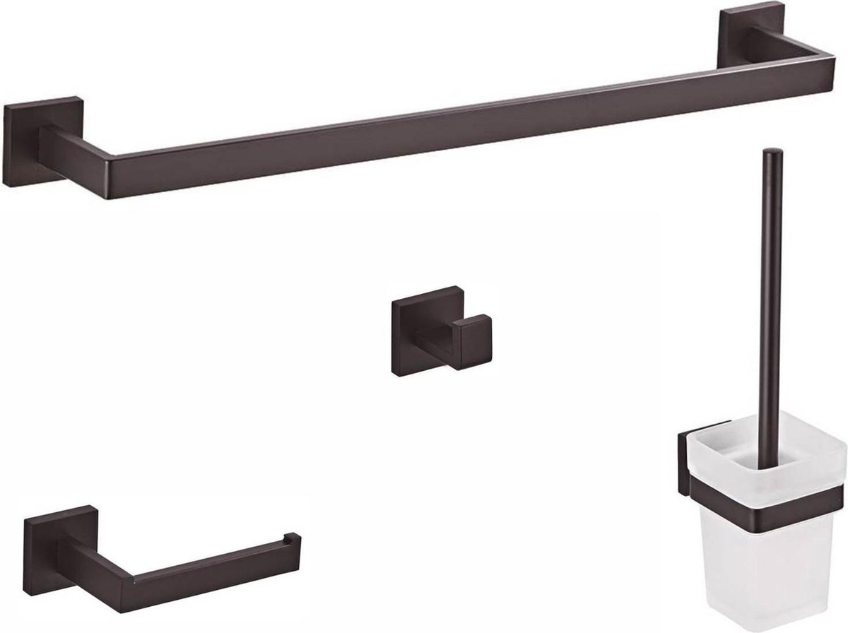 Vips Toilet Accessoires Set Mat Zwart Toiletborstel met houder