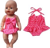 Dolldreams | Roze badpak met strik voor poppen van 40-45 cm