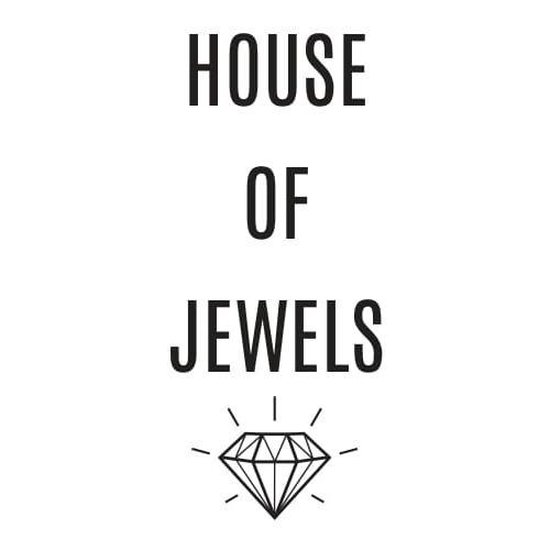 Logo van 'House of Jewels' met een gestileerde diamant onder de tekst.