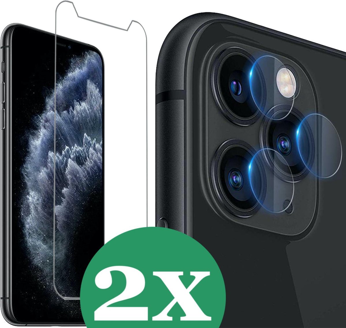 Geschikt voor iPhone 11 Pro Max Screen Protector Glas en Camera Screenprotector - 2 Stuks