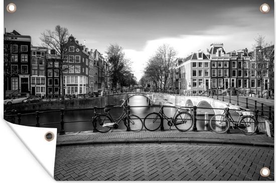 De Keizersgracht in Amsterdam in de herfst - zwart wit - Tuindoek