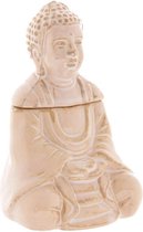 Crackelee Glazuur Keramiek Oliebrander Thaise Boeddha zittend wit