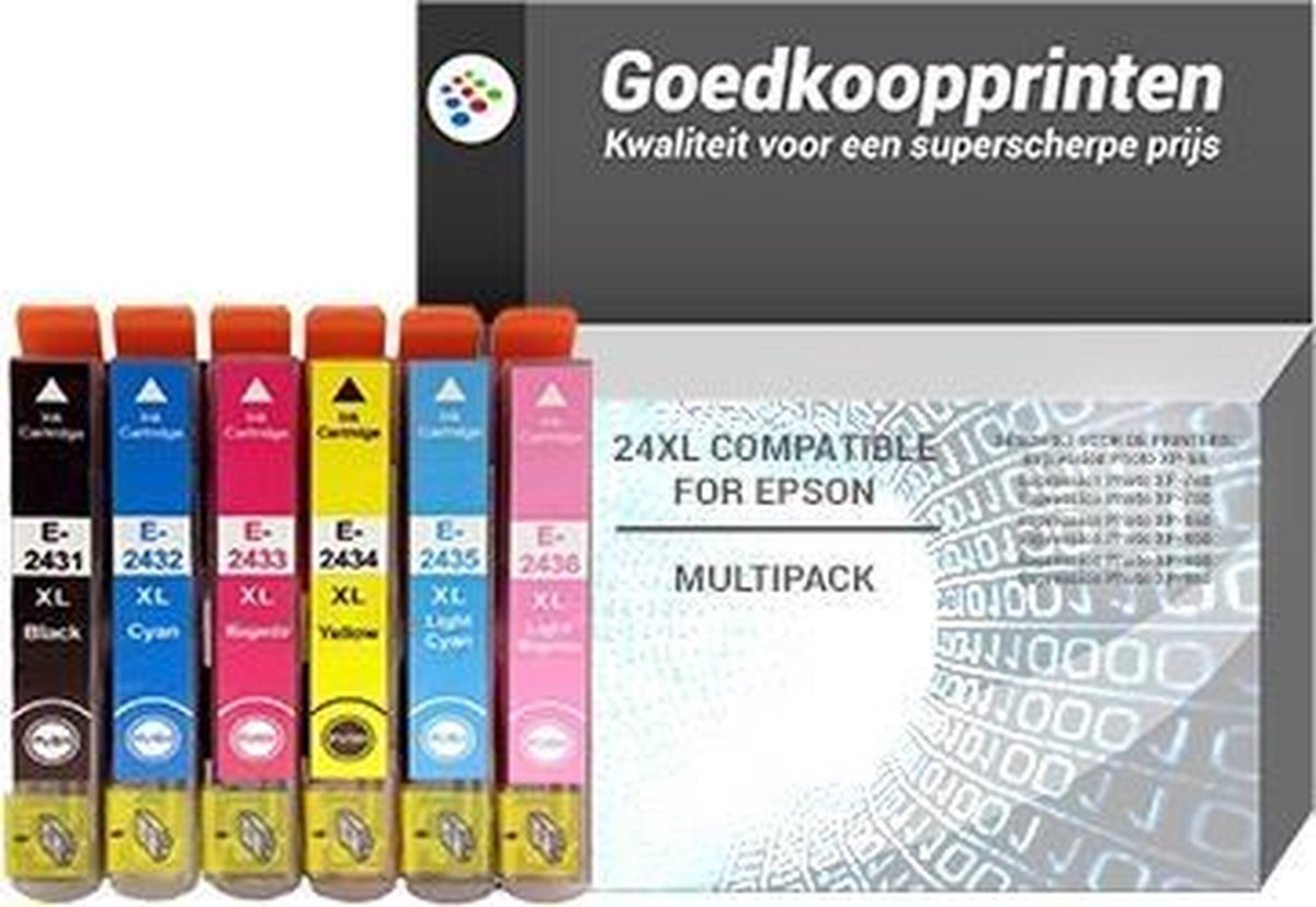 Epson T2438 inkt cartridge Multipack XL - Huismerk set (6 stuks)