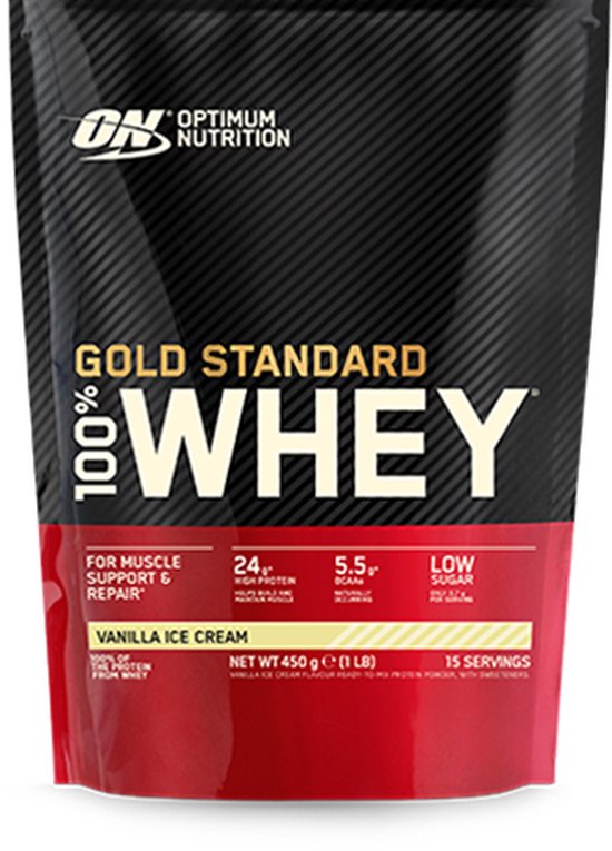 Optimum Nutrition Gold Standard 100% Whey Protein - Vanilla Ice Cream - Proteine Poeder - Eiwitshake - 465 gram (15 servings)