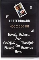 blumfeldt Letterbord - zwart Vilt - Memobord - Tekstbord - letters, symbolen en smileys - ophangvoorziening - praktische standaard