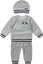 Dirkje - Jongens - Velours set panda shirt + broek + muts - maat 56