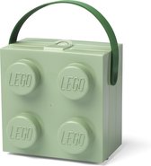 LEGO Broodtrommel Brick 4 met Handvat - Groen - 2.1 L - 17,3x16,5x11,6cm - Kunststof