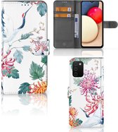 Telefoonhoesje Geschikt voor Samsung Galaxy A03s Wallet Bookcase Bird Flowers