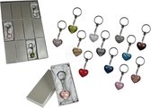 Sleutelhanger glas hart 2 cm