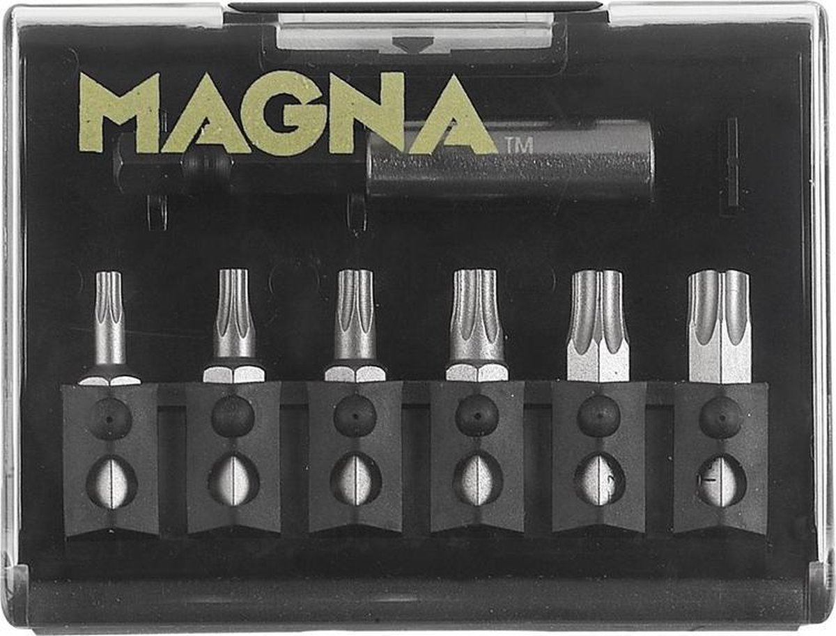 Magna Schroefbitset, Classic, XH, 6x TX bits, incl. Magnetische Bithouder, in stevige kunststof set, 221412, Per set