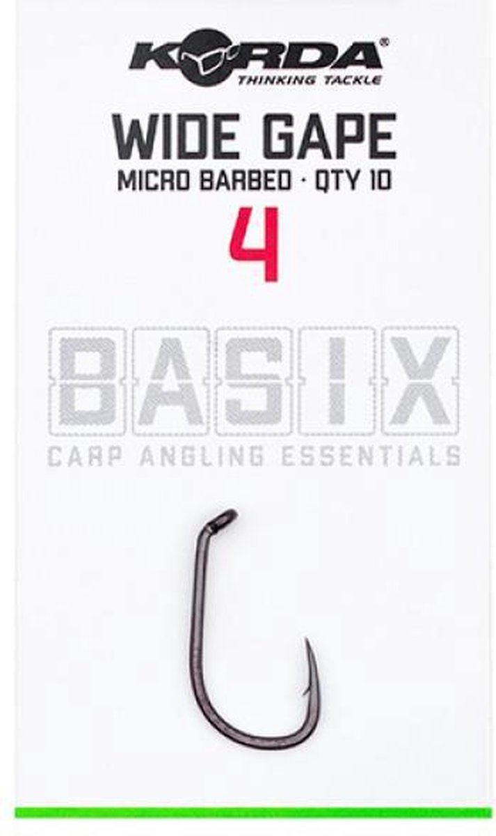 Korda Basix Wide Gape - Haak - Maat 4 - Grijs