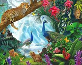 Dielay - Diamond Painting Pakket - Dieren in Jungle - 50x40 cm - Complete Set - Volledige Bedekking - Vierkante Steentjes