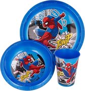 Spiderman servies - blauw - 3 delig - Spider-Man kinderservies kunststof