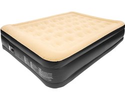 ZOVAIO luchtmatras- 24042 -  Beige & Zwart- tweepersoons luchtbed  - Opblaasbare luchtbedden-203cmx157cmx47cm-met ingebouwde elektrische pomp