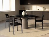 FLOW Ronde Eettafel - Nero Marquina Zwart Marmer (Taupe Cilinder) - 110 x 110 x 75  - Gepolijst Recht