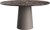 FLOW Ronde Eettafel - Dark Emperador Bruin Marmer (Taupe Cilinder) - 120 x 120 x 75  - Gepolijst Recht