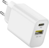 USB-A & USB-C Adapter 18W - Geschikt voor Apple iPhone/iPad en Samsung - Power delivery - Fast Charger - Iphone 12 oplader - Snellader