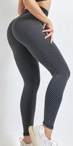 TikTok Legging - Dames - Butt lifting - TikTok broek - TikTok Yogapants - Grijs/Zwart - Maat Medium