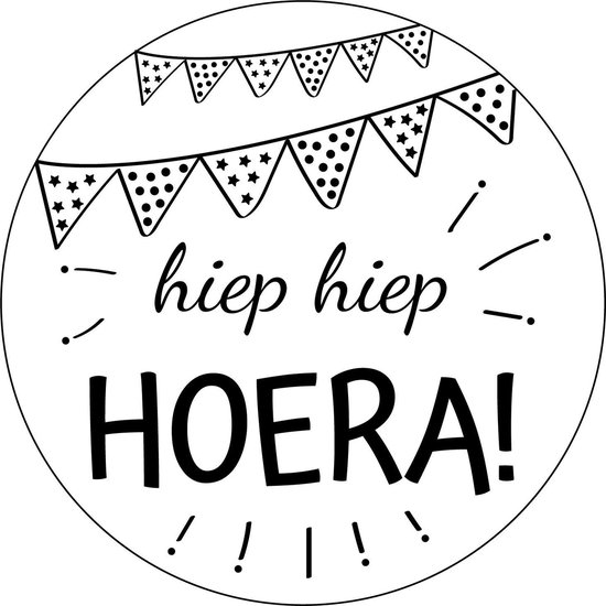 Verjaardag raamsticker rond herbruikbaar - Decoratie feest - Raamsticker - Verjaardag - Hoera - Zwart