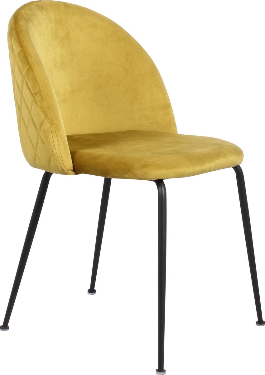 Eetkamerstoel Oslo velvet - Set van 2 - Geel - Fluweel - Velvet - Eetkamerstoel - Eetkamerstoelen - Woonkamerstoelen