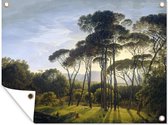 Tuinposter - Tuindoek - Tuinposters buiten - Italiaans landschap met parasoldennen - Hendrik Voogd - 120x90 cm - Tuin